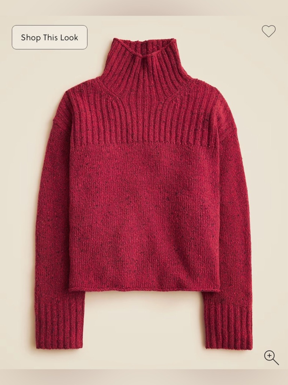 J Crew Ribbed turtleneck sweater in donegal wool blend, Red, Small